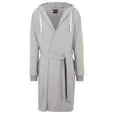 Hugo Boss Melange hooded dressing gown with logo sleeves 3596481884309 Grey