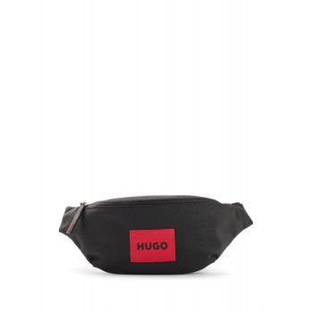 Hugo Boss Belt bag in recycled nylon with red logo label 4021417101834 Black