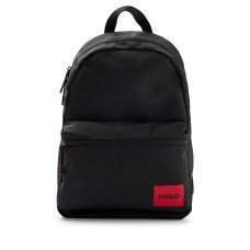 Hugo Boss Backpack in recycled nylon with red logo label 4021417105955 Black