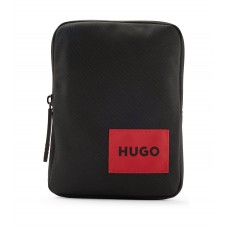 Hugo Boss Reporter bag in recycled nylon with red logo label 4021417112588 Black