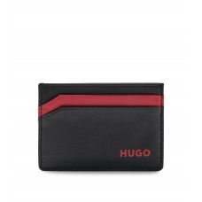 Hugo Boss Leather card holder with embossed logo 4021417197646 Black