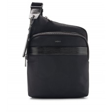Hugo Boss Structured-nylon reporter bag with faux-leather trims 4021417356678 Black