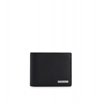 Hugo Boss Embossed Italian-leather trifold wallet with logo plate 4021417673409 Black