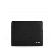 Hugo Boss Italian-leather wallet with polished-silver branding 4021417679975 Black