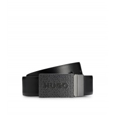 Hugo Boss Italian-leather reversible belt with pin and plaque buckles 4063534341632 Black