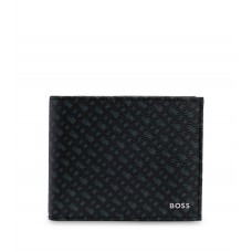 Hugo Boss Trifold wallet in Italian coated fabric with monograms 4063534404184 Black