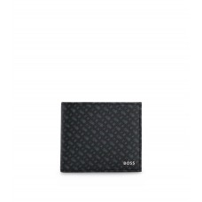Hugo Boss Billfold wallet in monogrammed Italian fabric with coin pocket 4063534404252 Black