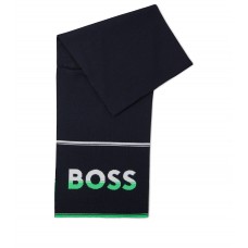 Hugo Boss Scarf with logo and stripe in soft yarns 4063534821837 Dark Blue