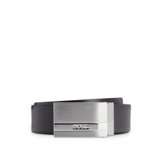 Hugo Boss Reversible Italian-leather belt with plaque and pin buckles 4063534948954 Black