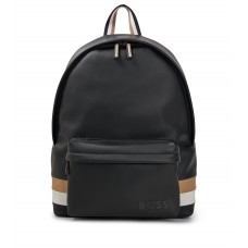 Hugo Boss Faux-leather backpack with signature stripe 4063535022820 Black