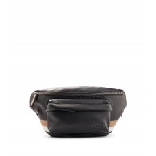 Hugo Boss Faux-leather belt bag with signature-stripe trims 4063535022844 Black