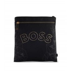 Hugo Boss Logo envelope bag in structured nylon with seasonal pattern 4063535023292 Black
