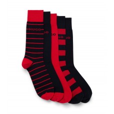 Hugo Boss Five-pack of socks in a cotton blend 4063536016361 Black/Red