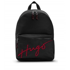 Hugo Boss Recycled-nylon backpack with embroidered handwritten logo 4063536086234 Black