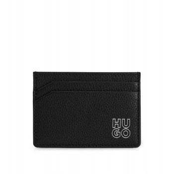 Hugo Boss Grained-leather card holder with stacked logo 4063536086470 Black