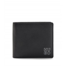 Hugo Boss Grained-leather wallet with stacked logo and coin pocket 4063536086487 Black