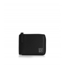 Hugo Boss Grained-leather zip-up wallet with stacked logo 4063536086494 Black