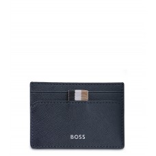 Hugo Boss Structured money-clip card holder with logo lettering 4063536090767 Dark Blue