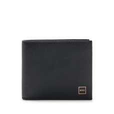 Hugo Boss Leather wallet with logo in gold-tone frame 4063536090811 Black