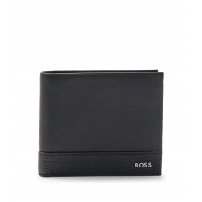 Hugo Boss Grained-leather wallet with silver-effect logo lettering 4063536090859 Black