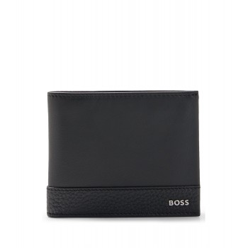 Hugo Boss Grained-leather wallet with polished-silver hardware 4063536090897 Black