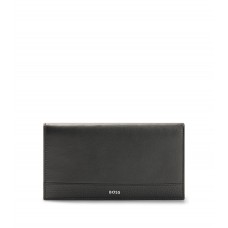 Hugo Boss Leather long wallet with silver-tone logo lettering 4063536090958 Black