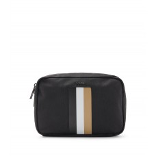 Hugo Boss Zipped washbag in recycled fabric with signature stripe 4063536091153 Black