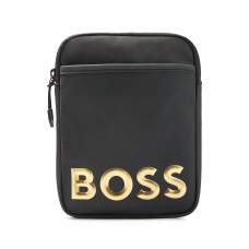 Hugo Boss Neck pouch in recycled fabric with metallic logo 4063536091610 Black