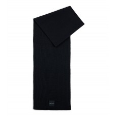 Hugo Boss Ribbed scarf with metal logo lettering 4063536139886 Black