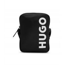 Hugo Boss Contrast-logo reporter bag in structured recycled nylon 4063536373785 Black
