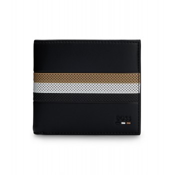 Hugo Boss Faux-leather wallet with perforated signature stripe 4063536391772 Black