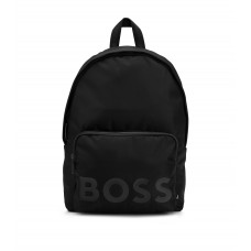 Hugo Boss Zip-up backpack in recycled fabric with large logo 4063536392311 Black
