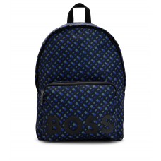 Hugo Boss Recycled-fabric backpack with all-over monograms 4063536392373 Blue Patterned