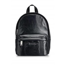 Hugo Boss Faux-leather backpack with metallic logo lettering 4063537880336 Black