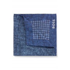 Hugo Boss Printed pocket square in cotton and wool 4063538027815 Light Blue
