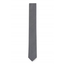 Hugo Boss Micro-patterned tie in pure silk 4063538612196 Dark Grey