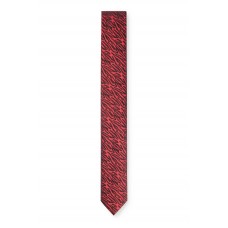 Hugo Boss Animal-print jacquard tie blended with silk 4063538641523 Red