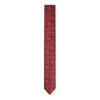 Hugo Boss Animal-print jacquard tie blended with silk 4063538641523 Red