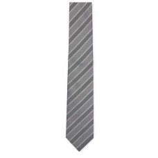 Hugo Boss Diagonal-striped tie in silk jacquard 4063538717839 Silver