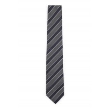 Hugo Boss Diagonal-striped tie in silk jacquard 4063538717846 Dark Grey