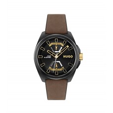 Hugo Boss Black-plated watch with brown leather strap 7613272466721 Assorted-Pre-Pack