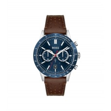 Hugo Boss Blue-dial chronograph watch with perforated leather strap 7613272467193 Assorted-Pre-Pack