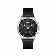 Hugo Boss Black-dial chronograph watch with black leather strap 7613272467230 Assorted-Pre-Pack