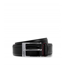 Hugo Boss Calf-leather belt with polished silver-tone buckle 50125066-001 Black