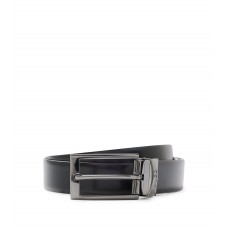 Hugo Boss Reversible leather belt with polished gunmetal hardware 50307803-002 Black