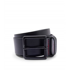 Hugo Boss Leather belt with matte gunmetal hardware 50385358-001 Black