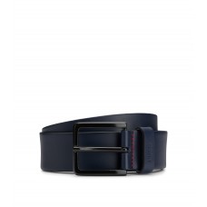 Hugo Boss Leather belt with matte gunmetal hardware 50385358-401 Dark Blue