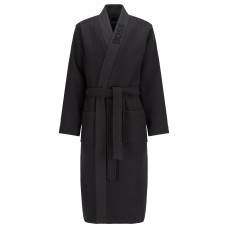 Hugo Boss Jacquard-logo dressing gown in waffle piqué 50439356-001 Black