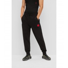 Hugo Boss Cotton tracksuit bottoms with red logo patch 50447963-001 Black