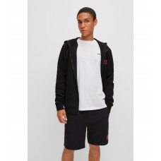 Hugo Boss Zip-through sweatshirt in terry cotton with logo patch 50447972-001 Black